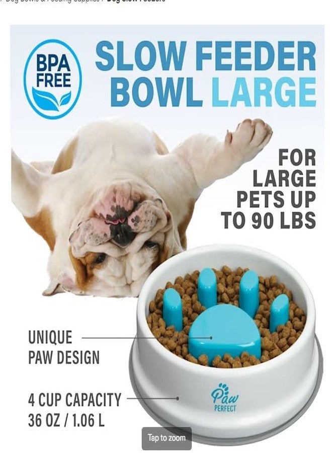 HOMENITY هومينيتي® - وعاء تغذية بطيء مضاد للاختناق للكلاب الصغيرة والجراء والقطط، وعاء بلاستيكي للحيوانات الأليفة (50 مل أبيض) - Image 4